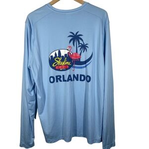 Sport-Tek Skyline Chili Orlando Flamingo Sun Shirt Mens Large Blue UPF 50 L/S